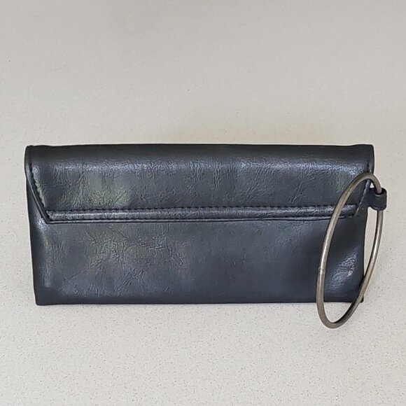 Victoria's Secret Black Faux Leather Vintage Wristlet with Metal Ring Handle - Picture 2 of 12